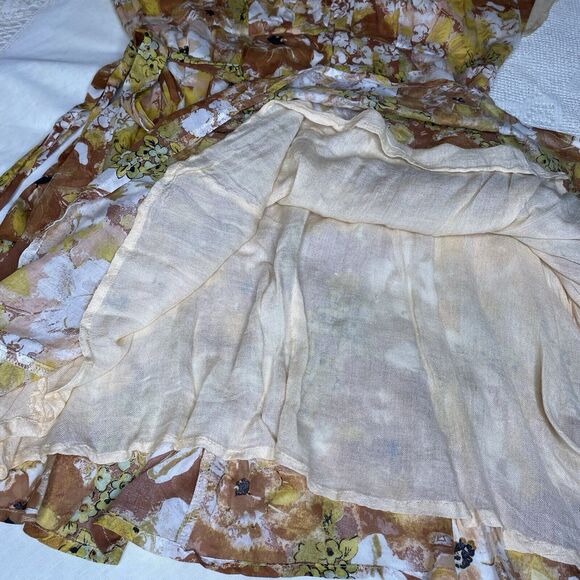 Free People Freddy Mini Dress Floral Print V-Neck Tie Cocoa Tan Women's Size M - Picture 10 of 10